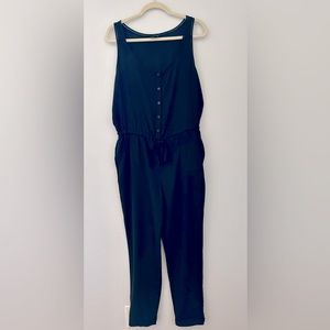 Black cinched waist jump suit